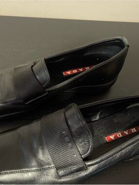 Prada Black Leather Penny Loafers